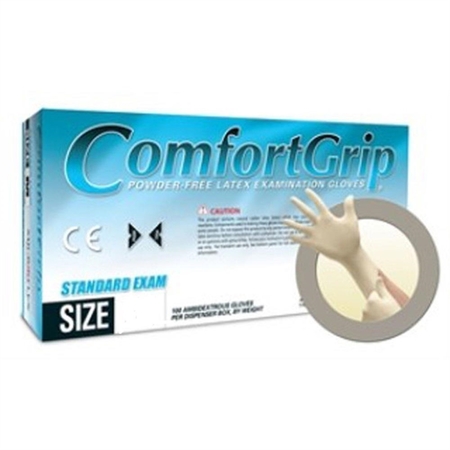 ANSELL Comfort Grip, Latex Disposable Gloves, 5.1 mil Palm, Latex, Powder-Free, XL, 100 PK, Beige CFG-900-XL